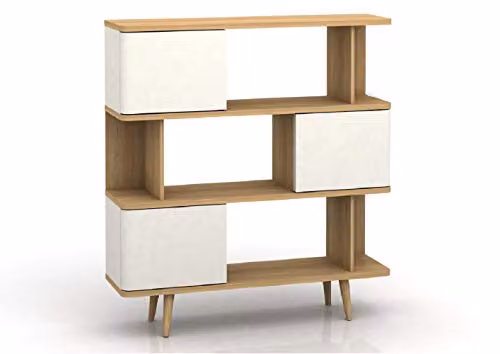 Dorel Home Furnishings Scandinavian Style Bookcase in White, W/D/H: 120 x 33 x 130 cm