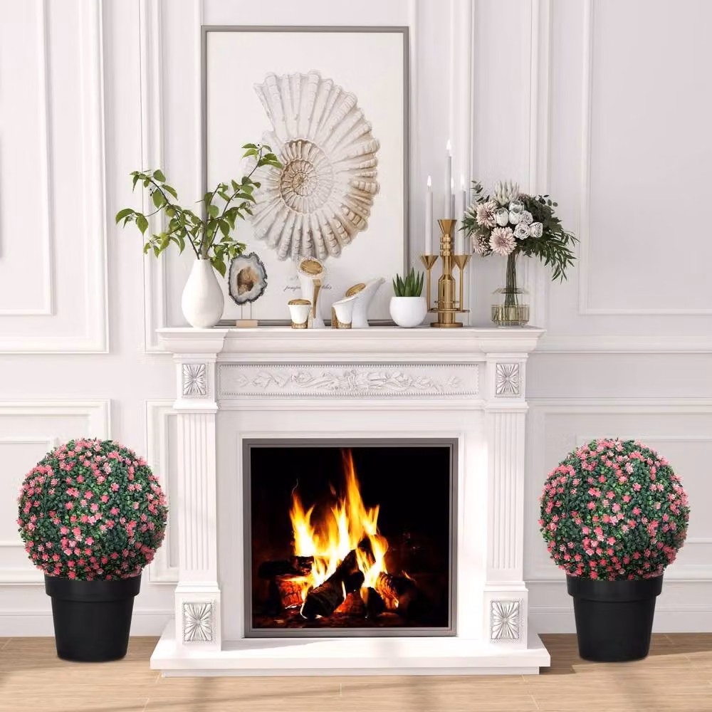 Wyld Haus Notolu Kano Set of 2 Pink Artificial Boxwood Ball Plants – 6