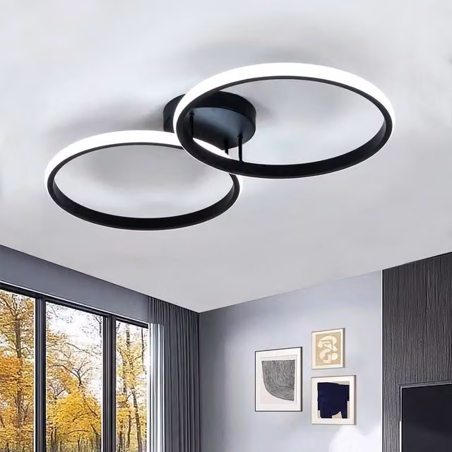 Goeco Modern Round LED Ceiling Light in Black, 36W, Diameter: 54 cm