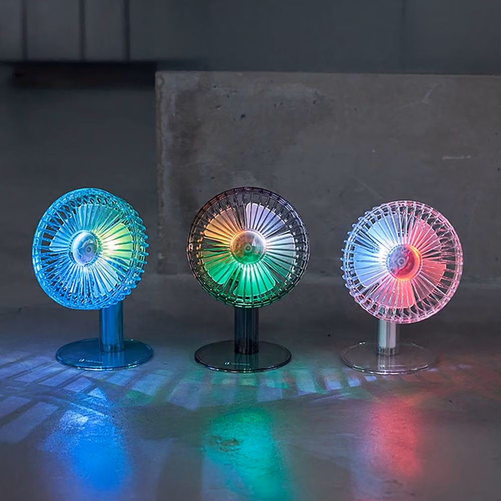 Life on Products Clear Rechargeable LED Tabletop Desk Fan with Oscillation in Black and Transparent – 4