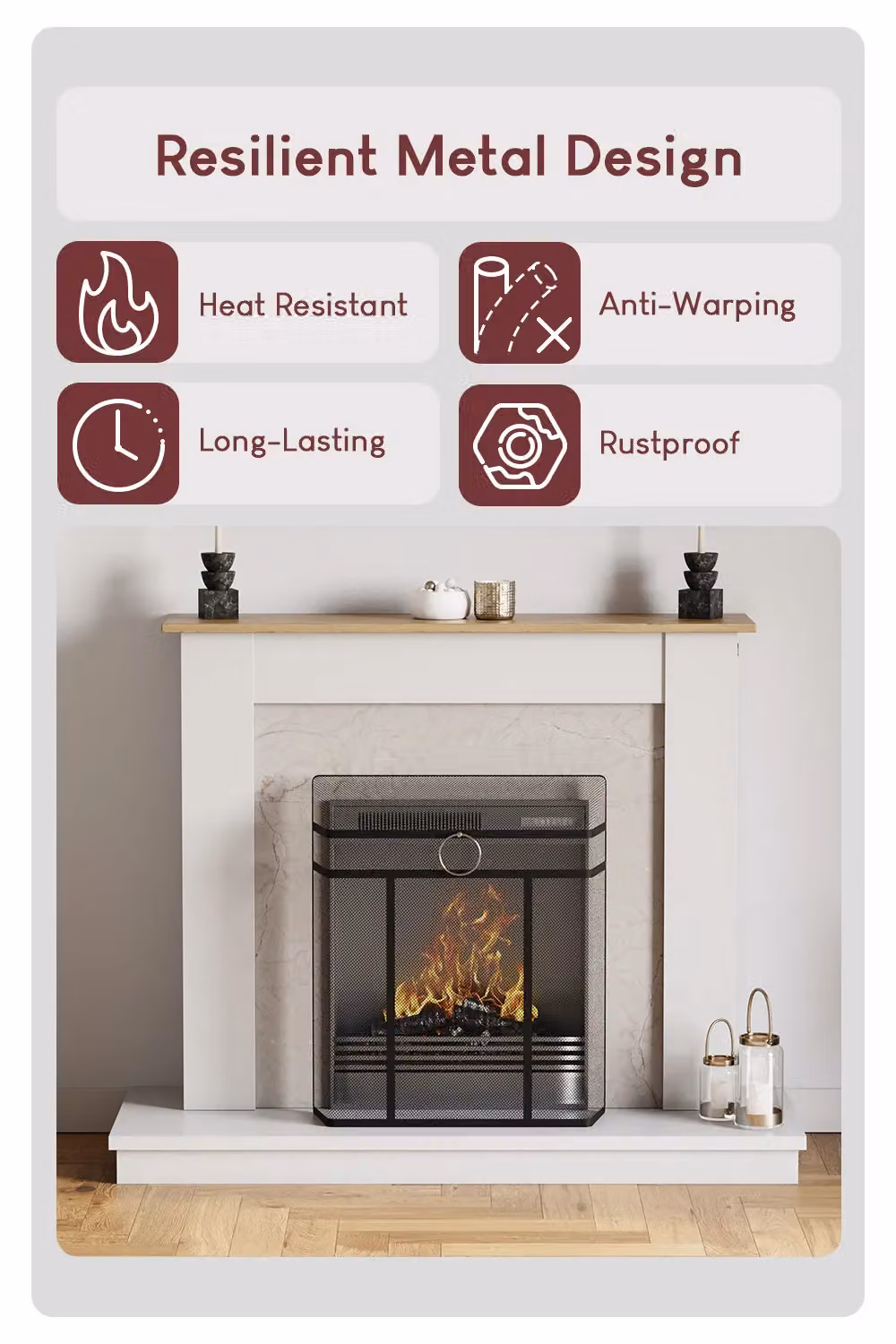 Home Discount Vida Octon 28 Inch Fireplace Shield Protector, Black – 3
