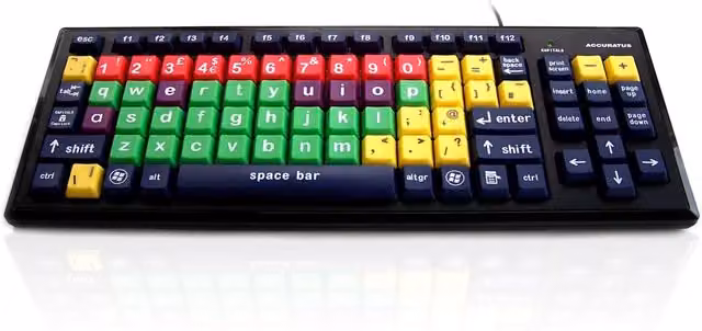 Accuratus Monster 2 USB-A Membrane Keyboard with Multicolour Lower Case Keys and 2-Port USB Hub, Black