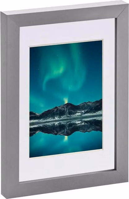 Nicola Spring Rectangular Single Photo Frame with 4x6 inch Mount, A5 Size, White and Grey