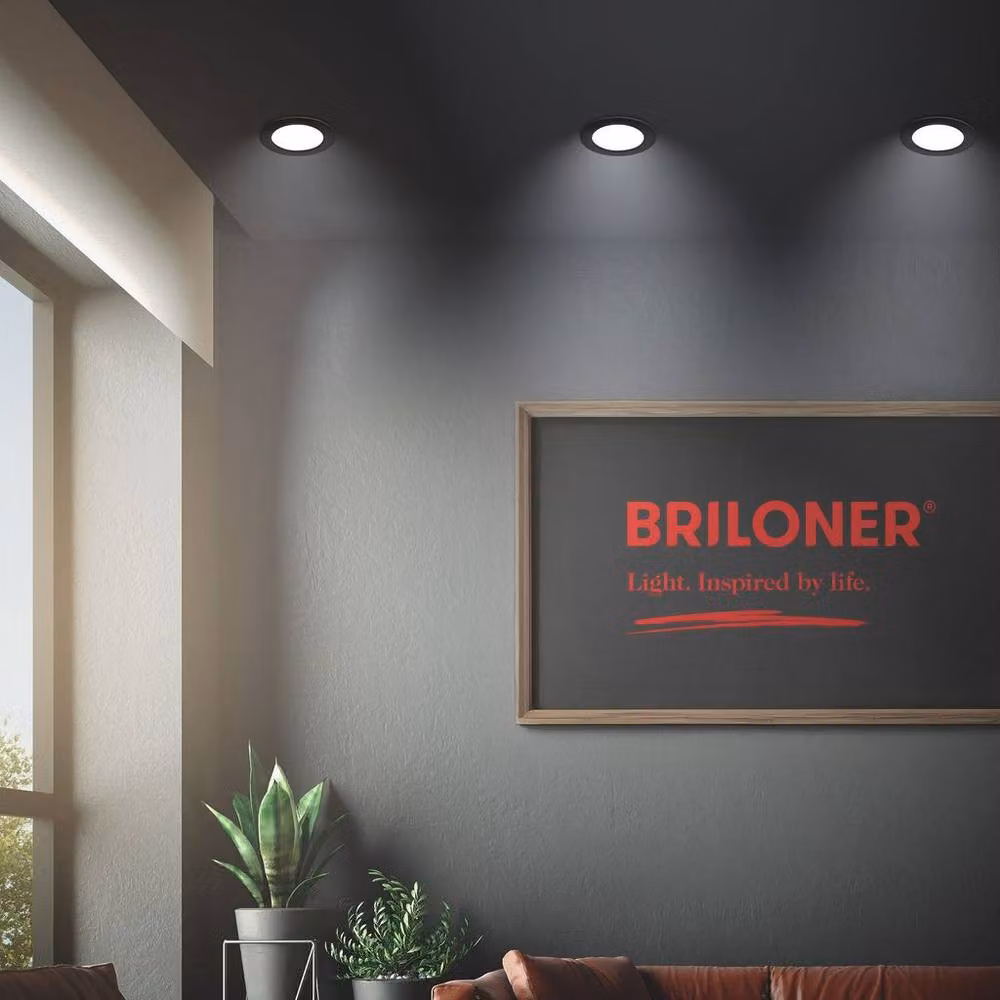 Briloner Set of 3 Recessed LED Downlights, Neutral White, Black, W/D/H: 12 x 12 x 2.8 cm – 3
