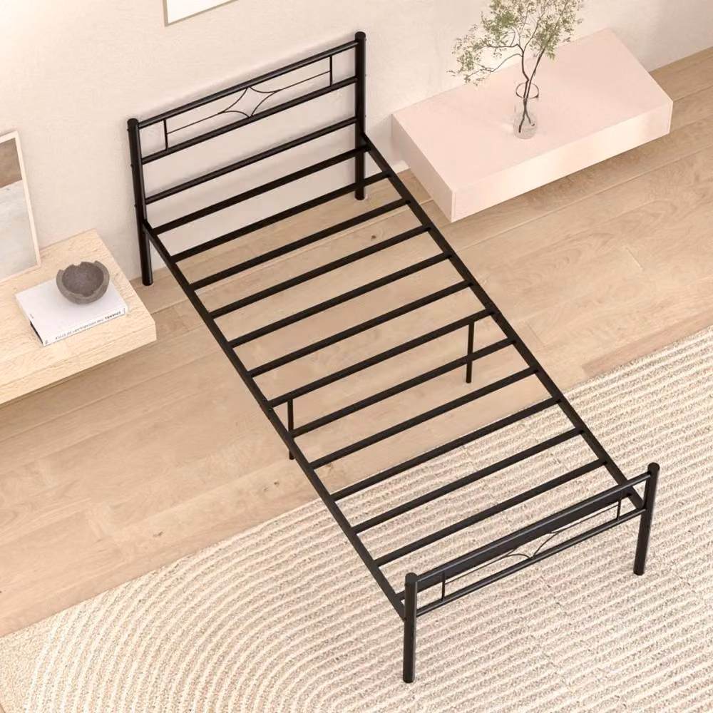 SPETLEK Modern Metal Single Bed in Black, W/D/H: 90 x 190 cm – 2