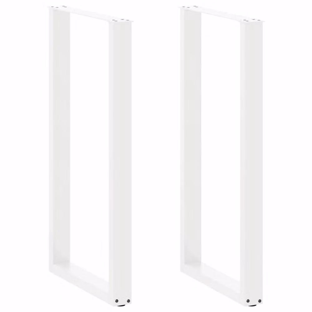 Berkfield Home U-Shaped Steel Coffee Table Legs, 2 Pieces, White, H: 60 cm, W: 60 cm – 2