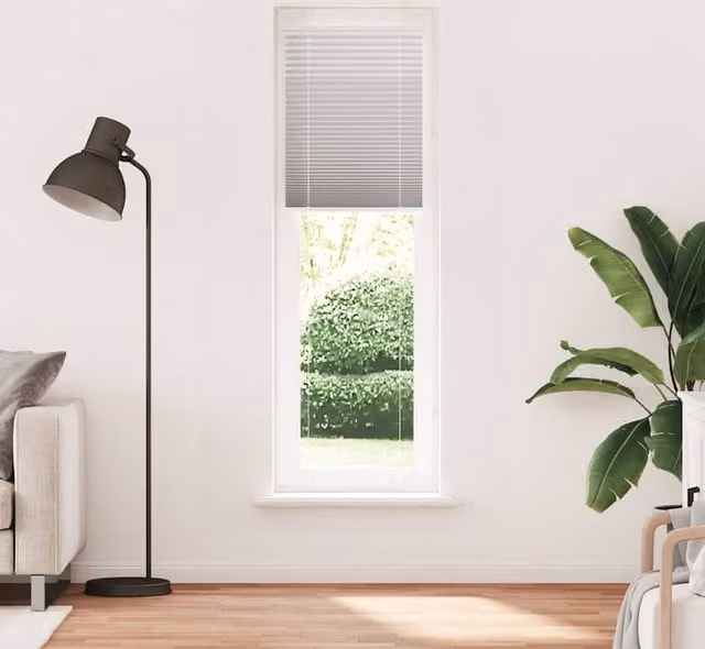 Berkfield Home Single Pleat Polyester Fabric Blind in Light Grey, W: 55 cm, H: 200 cm