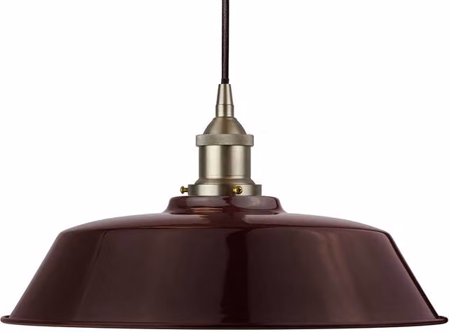 SE Home Chancery Round Pendant Light in Burgundy Red, Black and Brushed Chrome