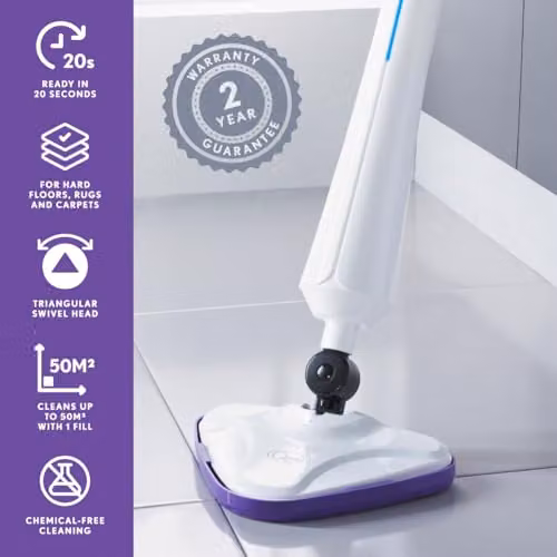 Quest 1300W Steam Mop Cleaner in Purple and White with 350ml Tank – 2