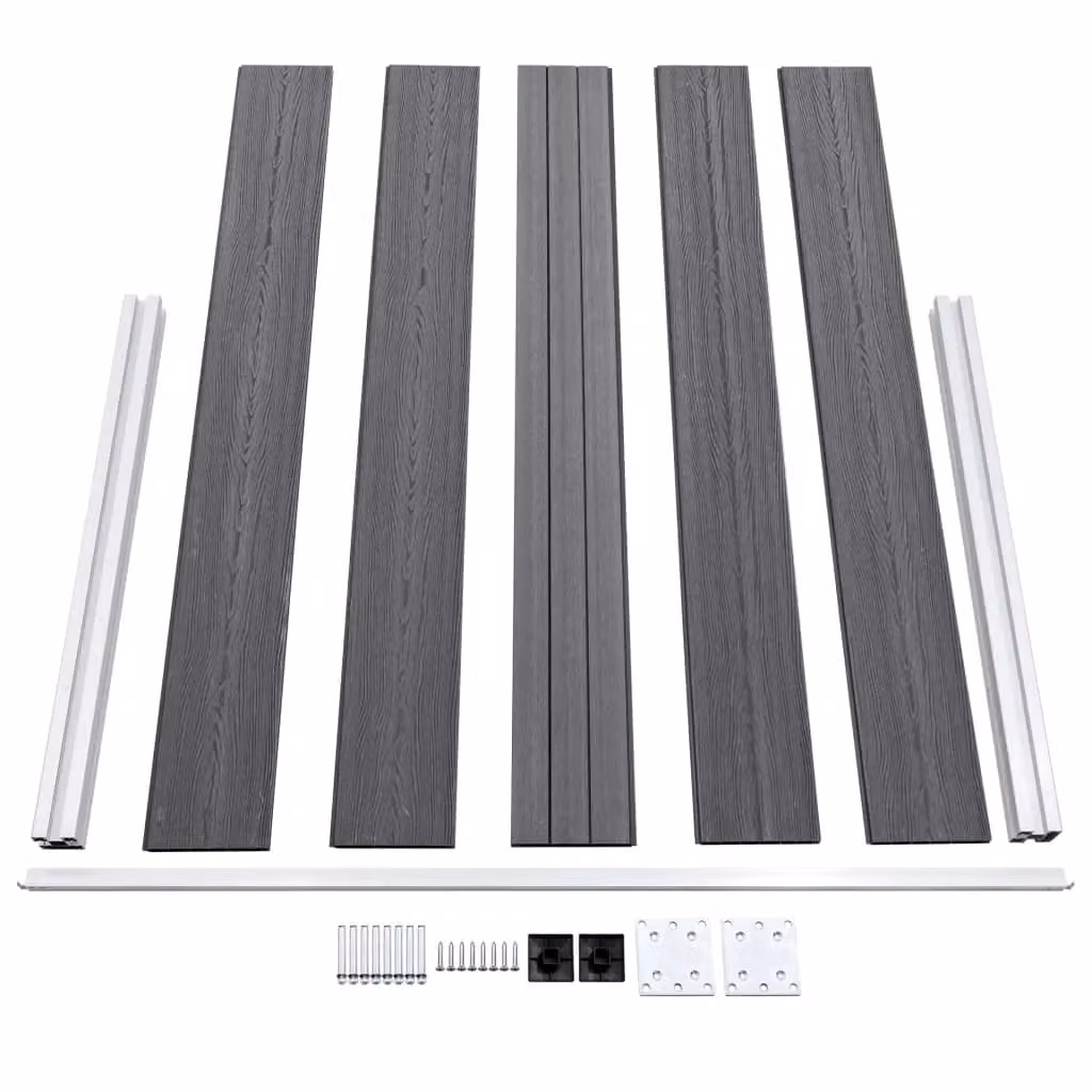 Berkfield Home Grey WPC and Aluminium Garden Fence Panel W: 526 cm, H: 106 cm – 4
