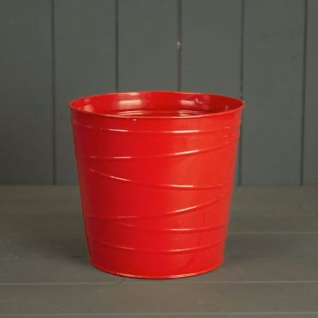KDMD Rustic Red Metal Round Tabletop Plant Pot