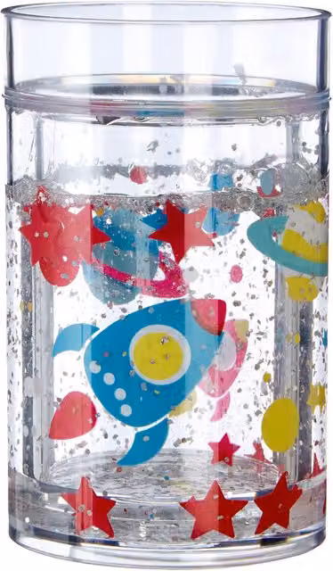 Orsina Safe Kids Space Drinking Cup, Transparent Plastic Mug, 200 ml