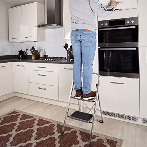 TB Davies 2 Tread Slimline Aluminium Step Stool in Silver – 2