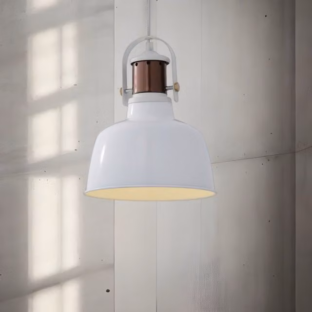 CGC Lighting Marnie White Metal Industrial Dome Pendant Light