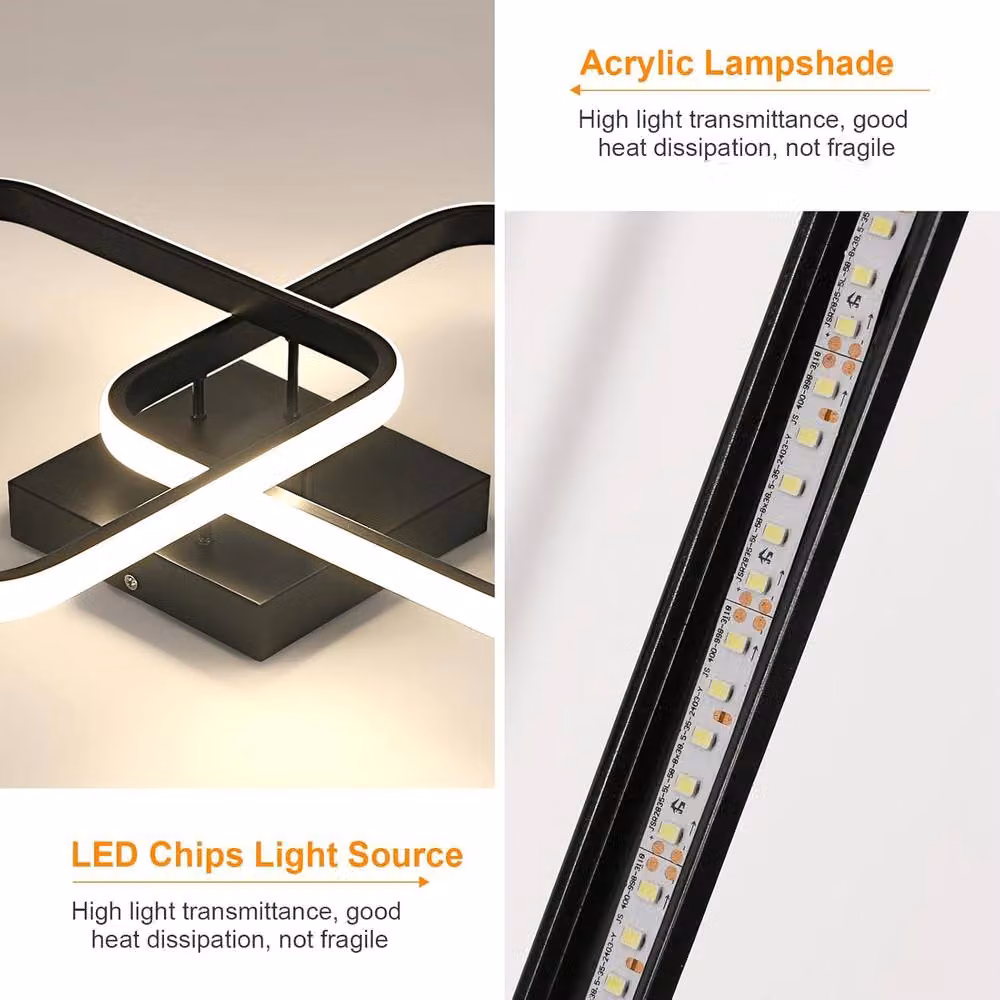 Goeco Modern Square LED Ceiling Light, 42W, 4500K, Black, W/D/H: 64 x 64 x 10 cm – 4