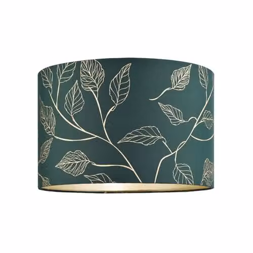 Happy Homewares Modern Round Fabric Drum Lamp Shade in Green and Gold, W/D/H: 30 x 30 x 20 cm – 1