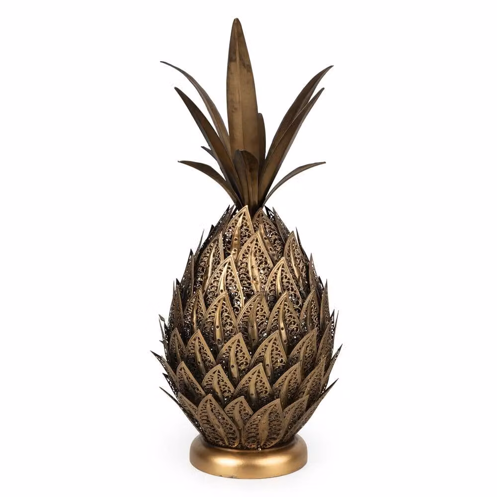 Madison & Mayfair Antique Gold Metal Pineapple Tabletop Ornament H 19.0 cm x W 19.0 cm x D 19.0 cm – 2