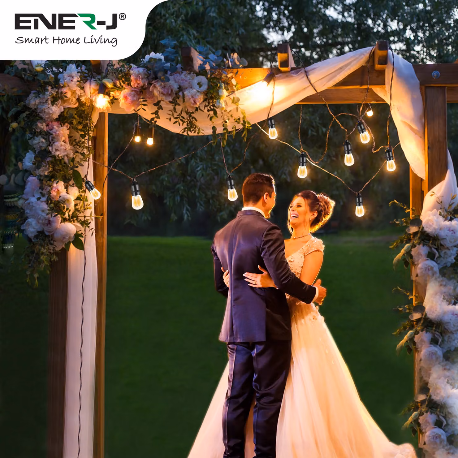 ENER-J LED Festoon String Lights, 30m Warm White Outdoor Garden Lighting with 32 Bulbs, IP65 Waterproof, Black – 3