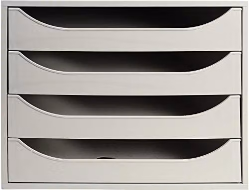 Exacompta Office ECOBOX Desktop Drawer Set, 4 Drawers, Grey, W: 34.8 cm, D: 28.4 cm, H: 23.4 cm