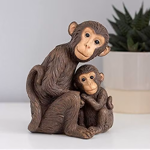KDMD Brown Mother and Baby Monkey Ornament with Rustic Design – 2