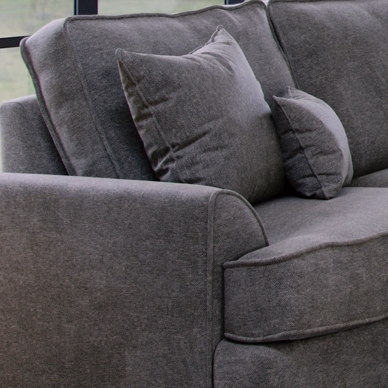 The Great Sofa Company Ophelia 3 Seater Grey Fabric Upholstered Sofa with Scatter Cushions – 2