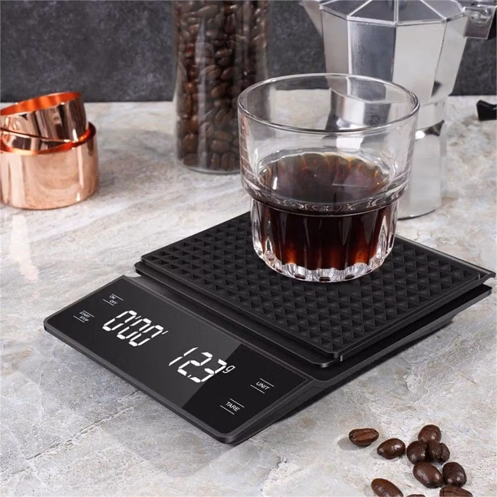 SPETLEK High Precision Digital Coffee Scale with LED Display and Timer, Black, W/D/H: 10 x 10 x 1 cm – 4