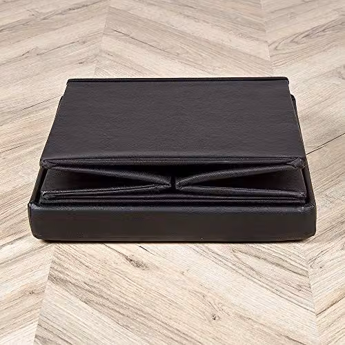 Home Source Folding Ottoman Storage Cube in Black Faux Leather, W/D/H: 38 x 38 x 38 cm – 5
