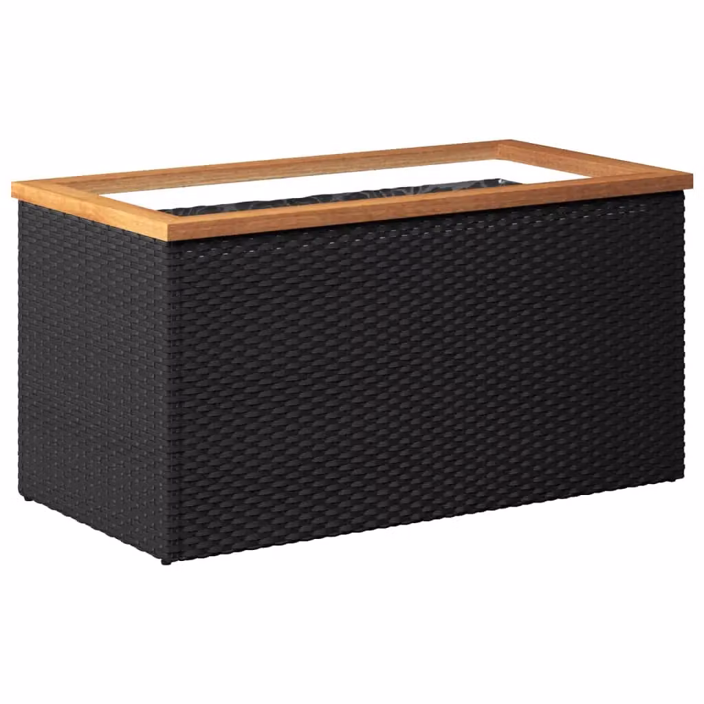 Berkfield Home Black Poly Rattan Planter W: 80 cm, D: 40 cm, H: 40 cm – 2