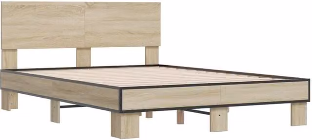 Berkfield Home Sonoma Oak Bed Frame in Beige, W/D/H: 190 x 140 x 81 cm