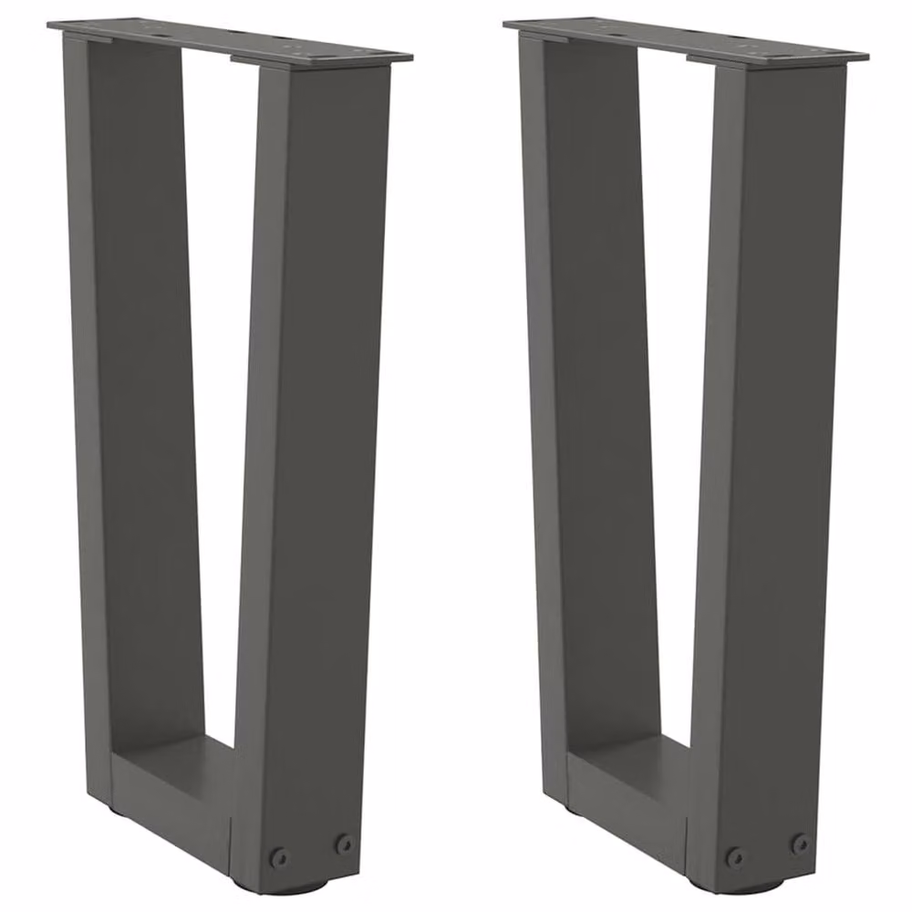 Berkfield Home Modern V-Shape Dining Table Legs, 2 Pieces, Anthracite Dark Grey, W: 38 cm, H: 42-43.3 cm – 2
