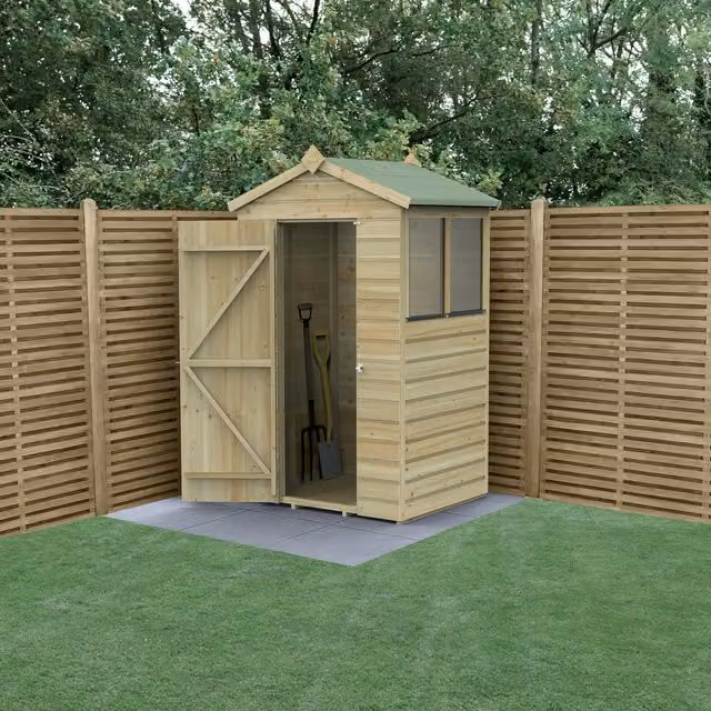 Beckwood Apex Wood Garden Shed with Floor and Lock in Green or Brown