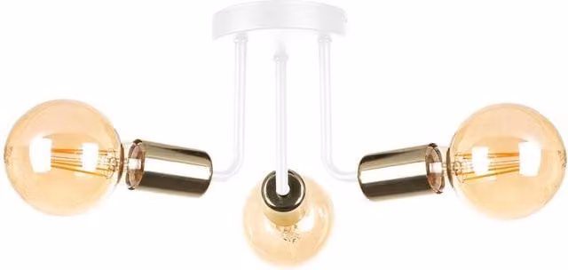 Netlighting Luna Multi Arm Semi Flush Ceiling Light in White and Gold, Diameter: 25 cm, 3x E27