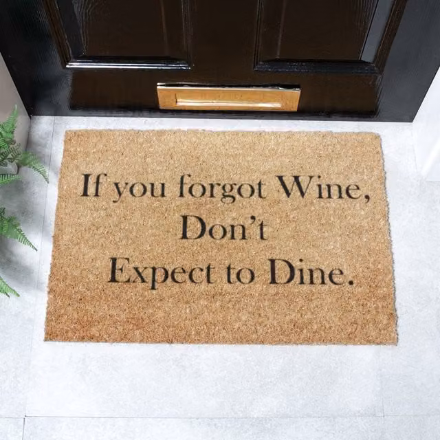Artsy Mats If You Forgot Wine, Don't Expect To Dine Doormat, Brown, Non-Slip Coir and Natural Rubber