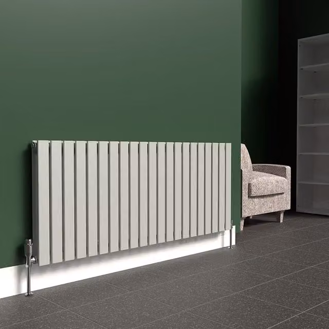 Lux Heat Flat Horizontal Double Radiator in Dove Grey, W: 60.0 cm, H: 147.0 cm