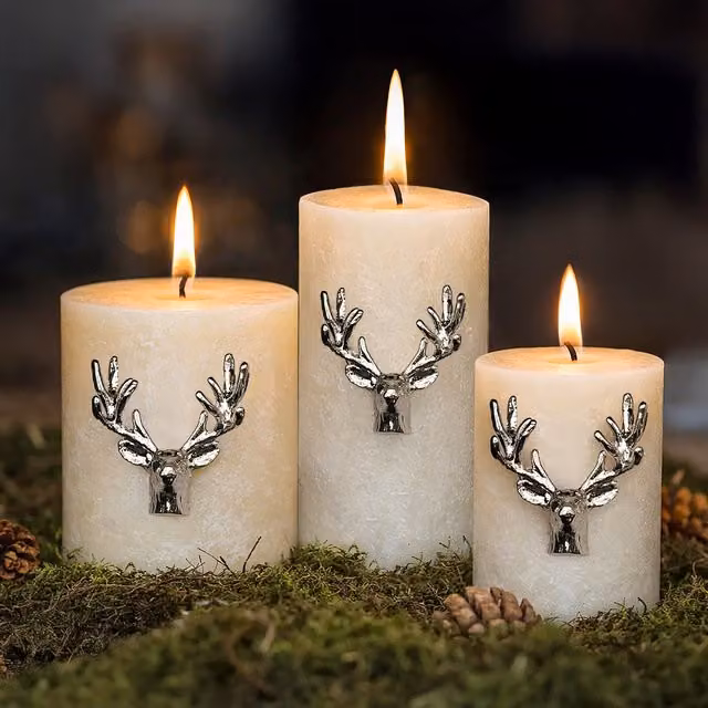 Marco Paul 3 Piece Stag Candle Pins in Silver Metal
