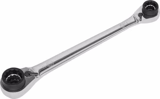 Loops 8-in-1 Double Ended Reversible Ratchet Ring Spanner Metric Wrench in Silver Chrome Vanadium Steel