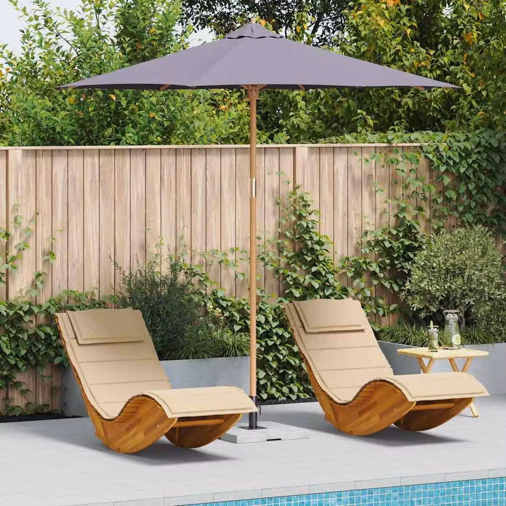 Berkfield Home Garden Parasol in Grey with Bamboo Wood, W: 270 cm, D: 260 cm – 2