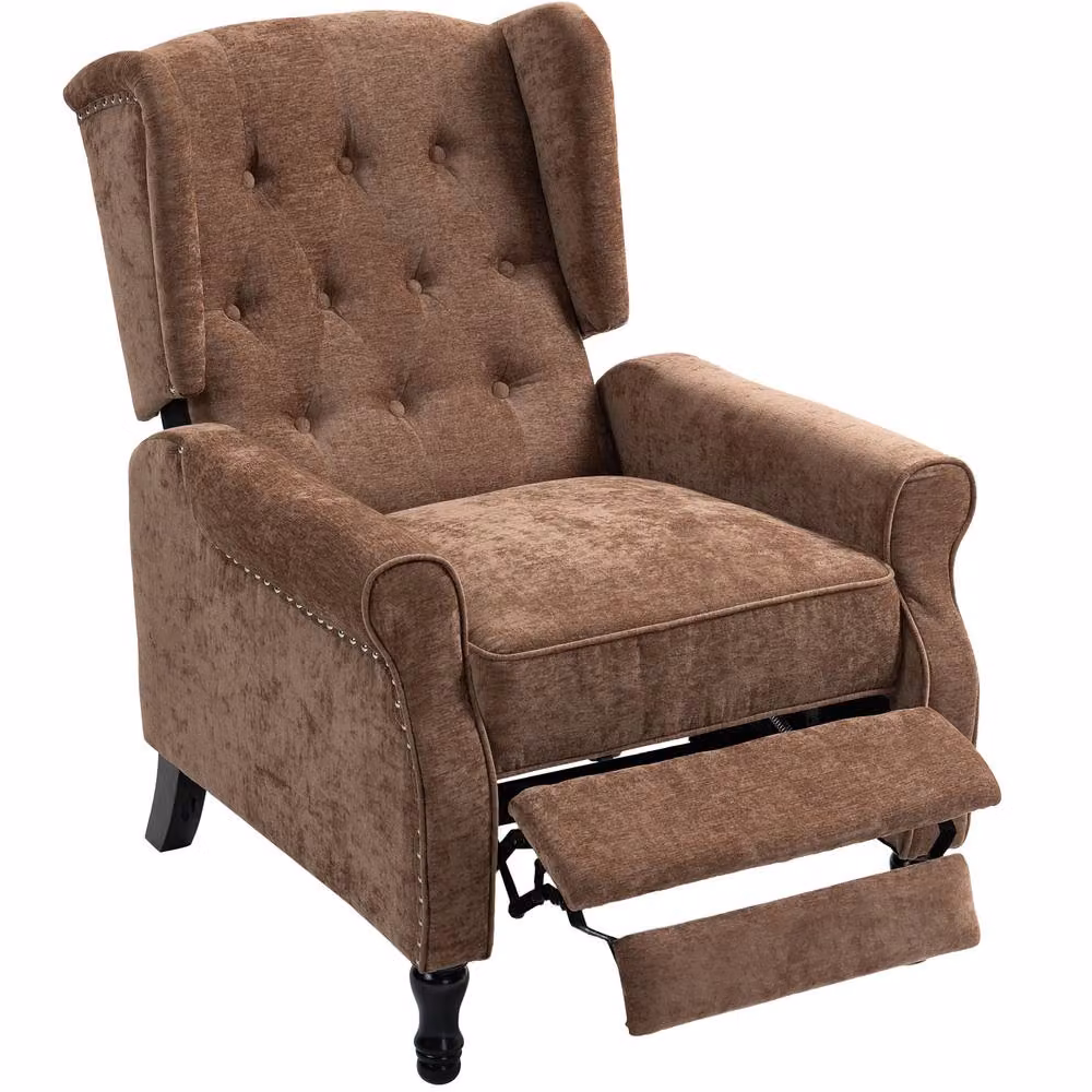 STILVORA Brown Microfibre Recliner Armchair with Integrated Footrest and Solid Wood Frame – 4