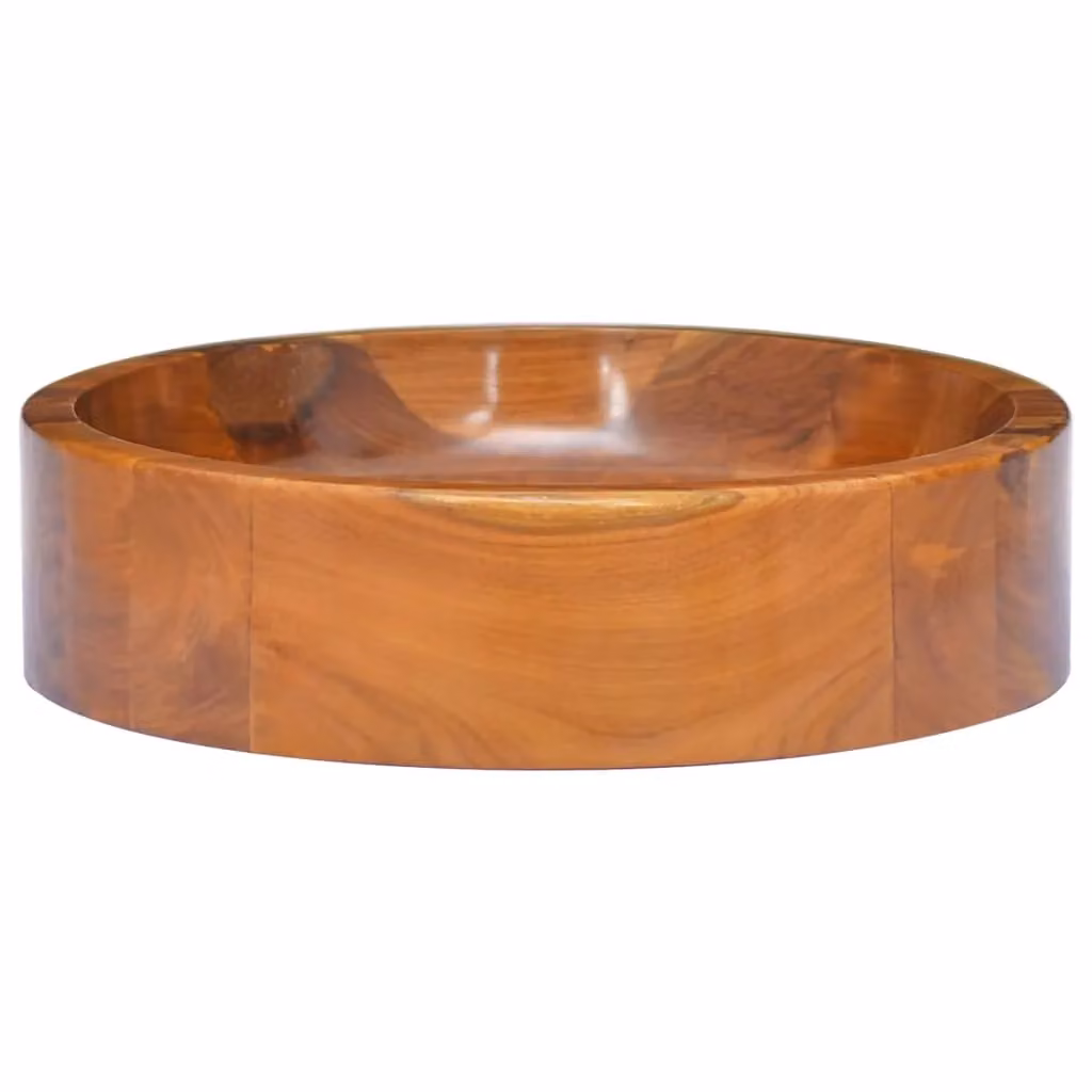 Berkfield Home Solid Teak Wood Basin, Brown, W: 40 cm, D: 40 cm, H: 10 cm – 2
