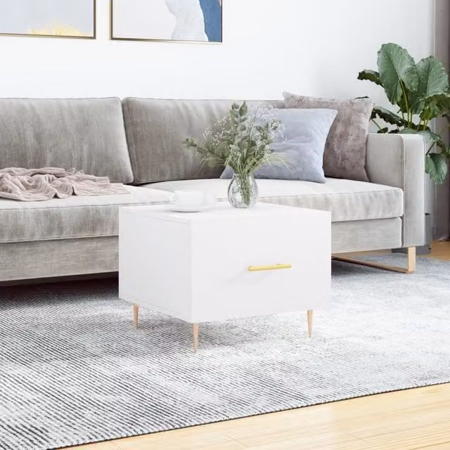 Berkfield Home White Square Coffee Table W/D/H: 50 x 50 x 40 cm – 1