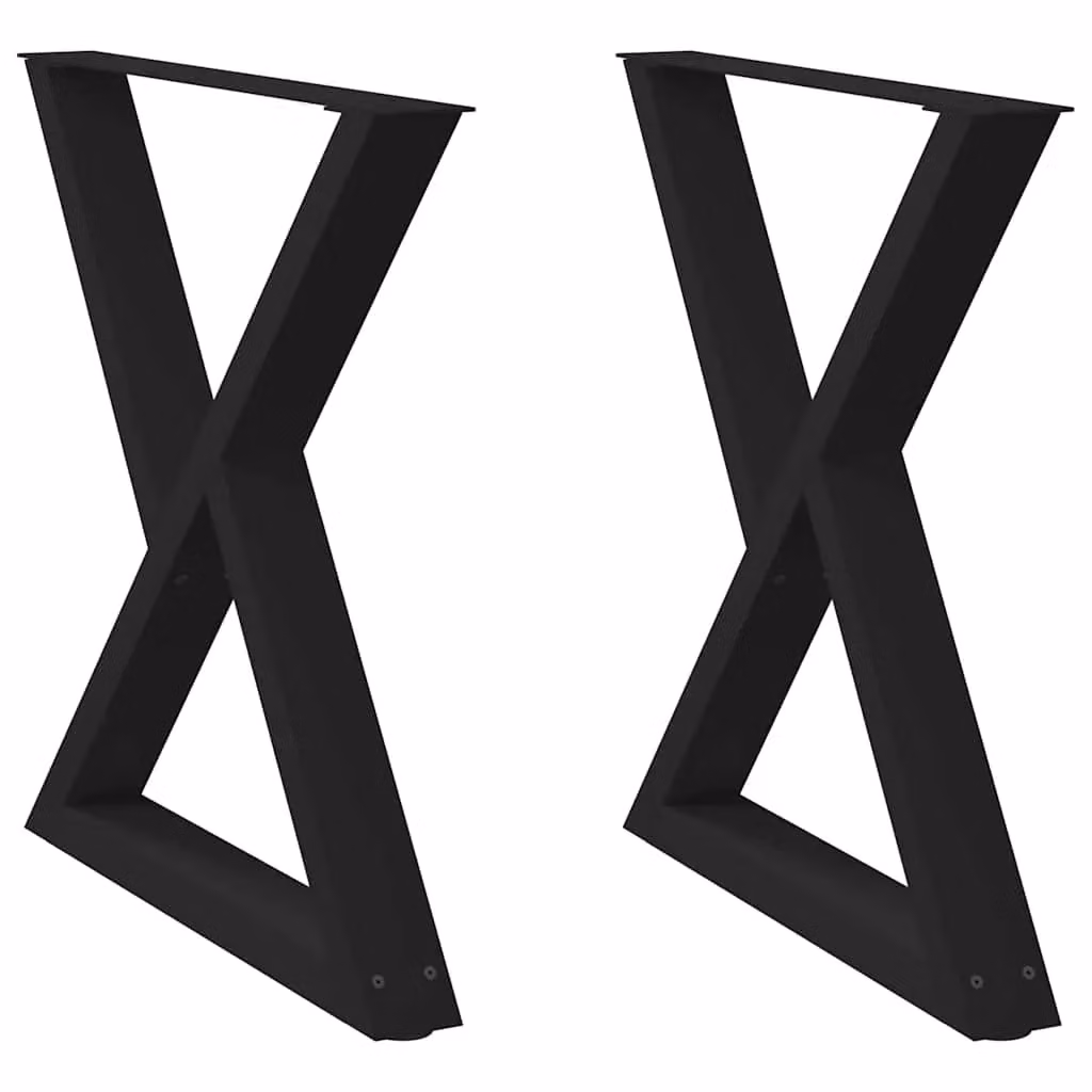 Berkfield Home Dining Table Legs, 2 Pieces, Black Steel, H: 72-73.3 cm x W: 70 cm – 2