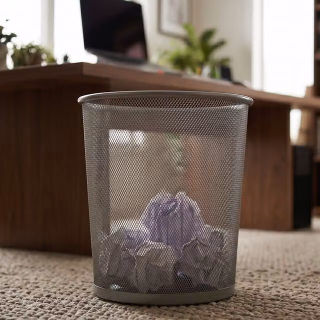 Orsina Large Matt Silver Metal Wire Mesh Waste Paper Basket – 2