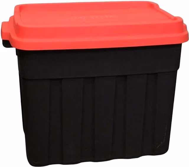 Samuel Alexander 68L Tuff Stackable Storage Box with Lid and Handles, Black and Red, W: 47.0 cm, D: 41.0 cm, H: 41.0 cm
