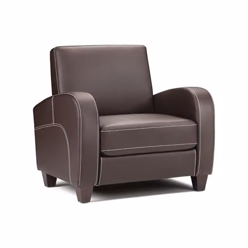 Julian Bowen Vivo Armchair in Brown Faux Leather with Solid Wood Frame