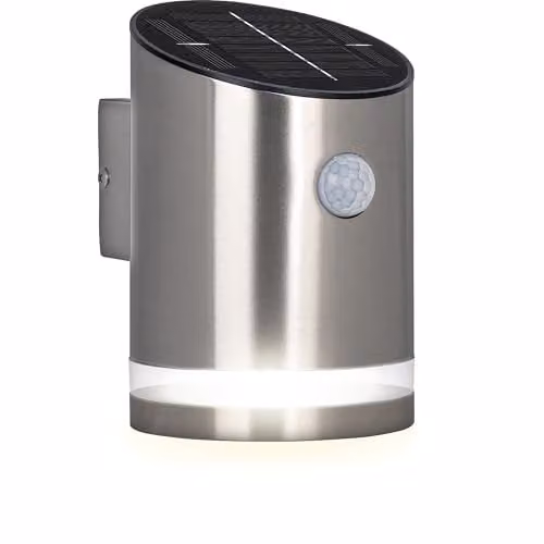 Luceco Solar Guardian LED Outdoor Wall Lantern with PIR Motion and Dusk Sensor, Stainless Steel, Grey – 1