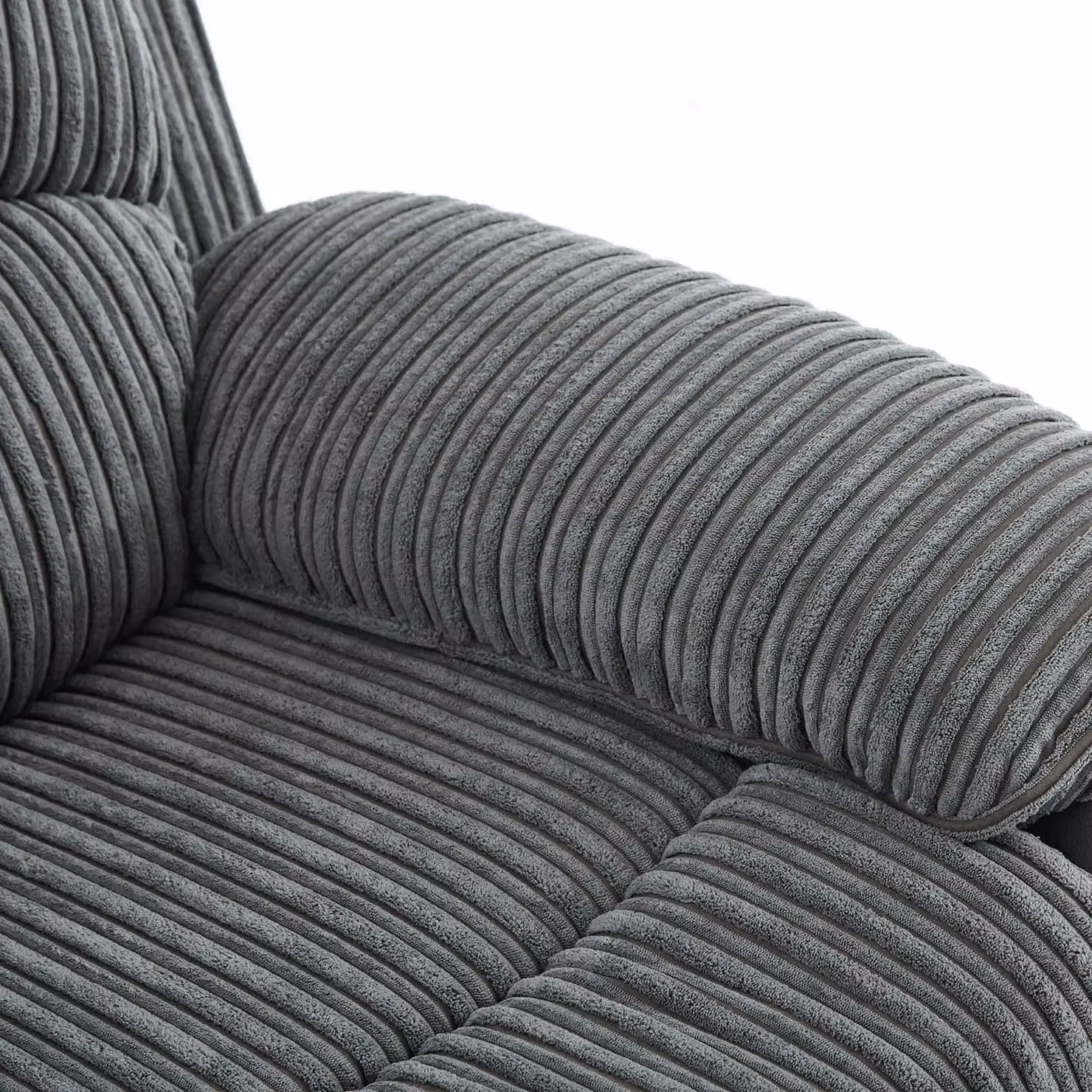 FURNITURE ONE Electric Reclining Corduroy Fabric Loveseat in Grey – 6