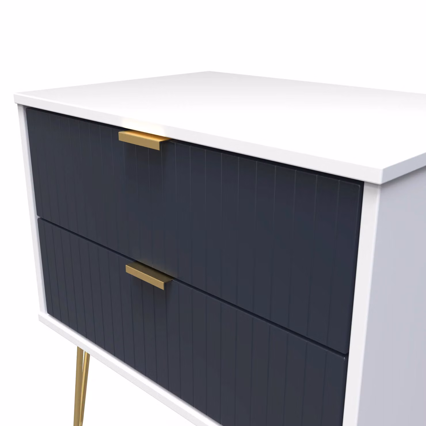2 U Bexley 2 Drawer Side Table in Dark Blue and Gold – 3
