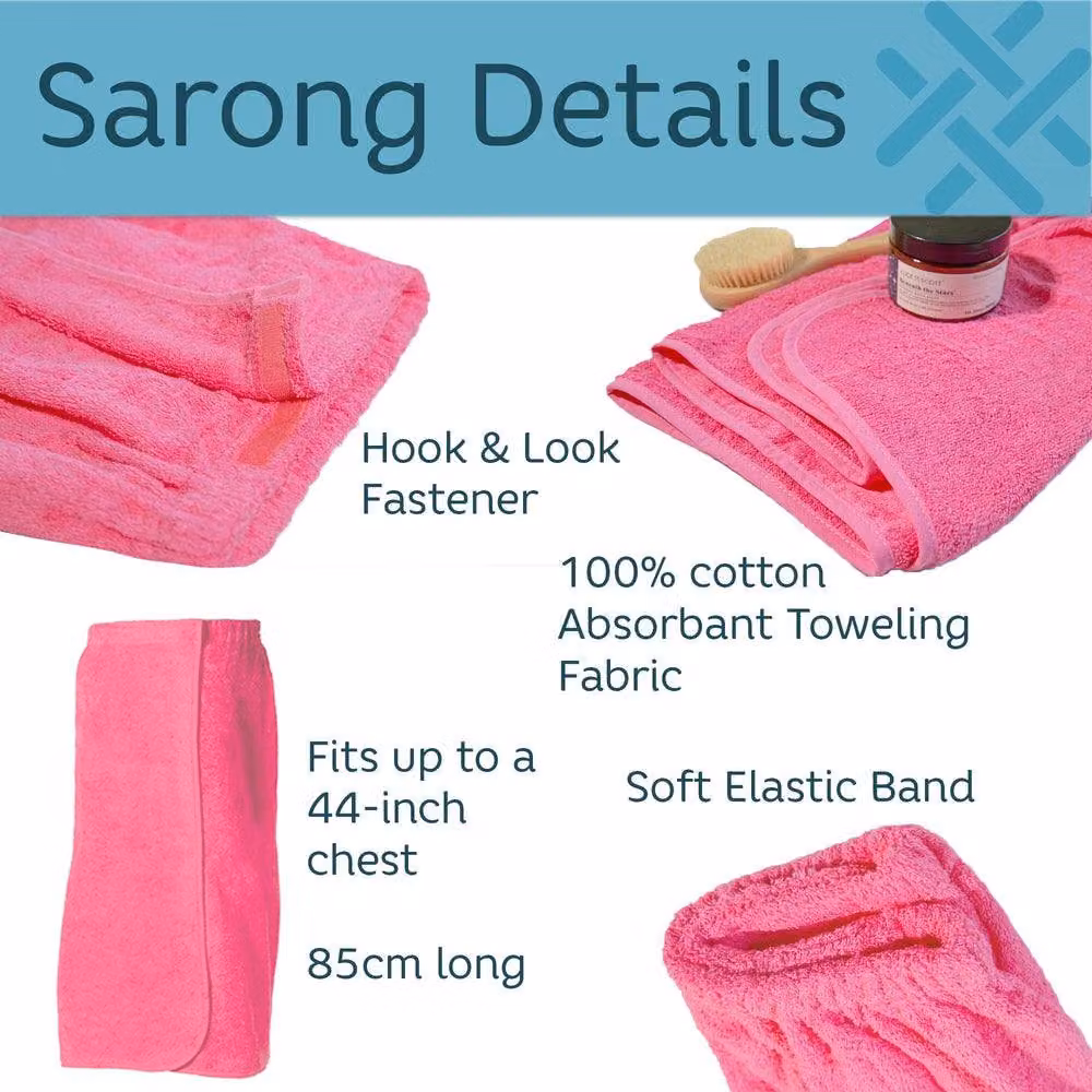 Duncan Stewart Personalised Women's Towelling Sarong and Hair Turban Wrap Set in Pink – 4