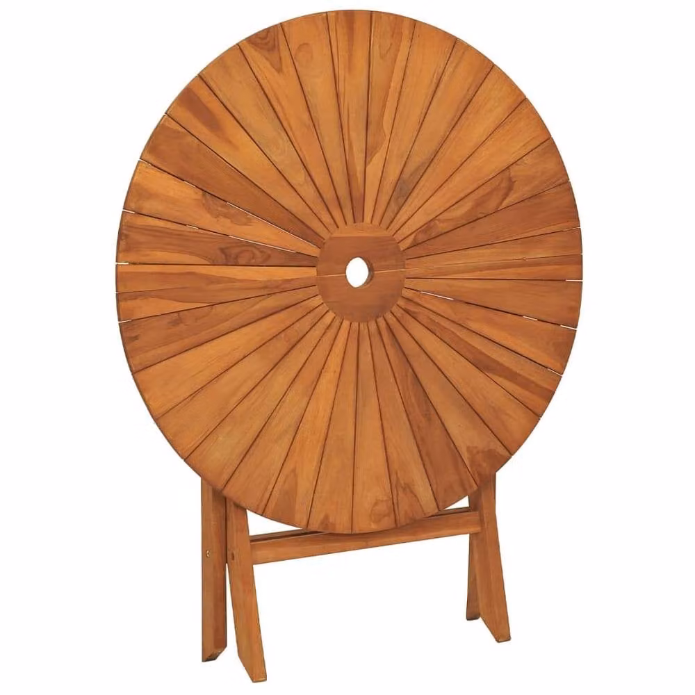 Berkfield Home Round Folding Garden Table in Brown Solid Teak, Diameter: 85 cm, Height: 75 cm – 3