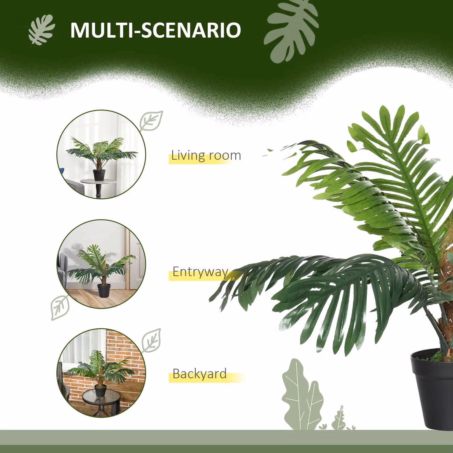 OUTSUNNY 2 Pack Green Artificial Palm Tree Tabletop Fake Plants in Pots, Height: 60 cm – 2
